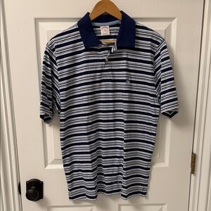 Brooks Brothers Navy and White Striped Polo Shirt